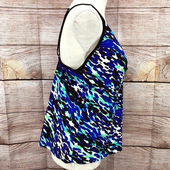 NWT Free Country Black and Blue Padded Tankini Top Size XXL - Picture 4 of 9